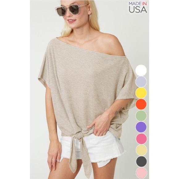 >>LAST<< Izzy Boatneck Tie Top - Light Yellow - Picture 5 of 5